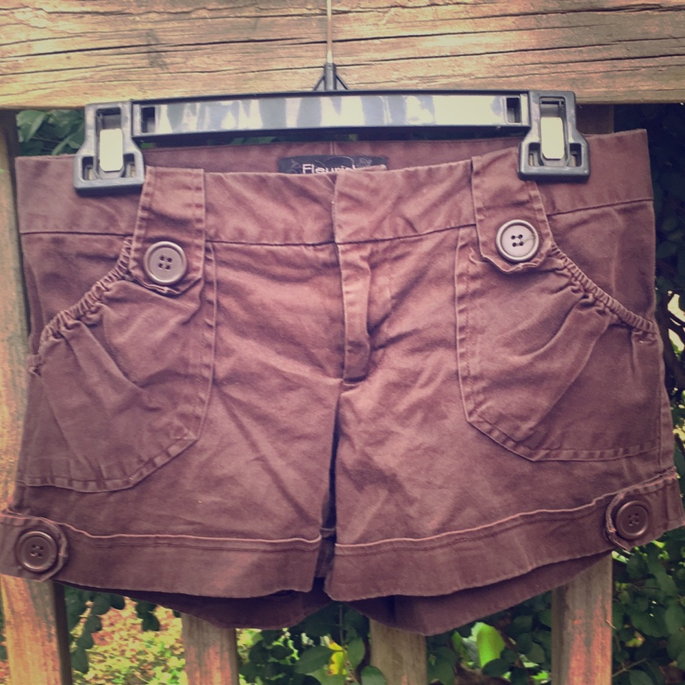 Brown embellished shorts